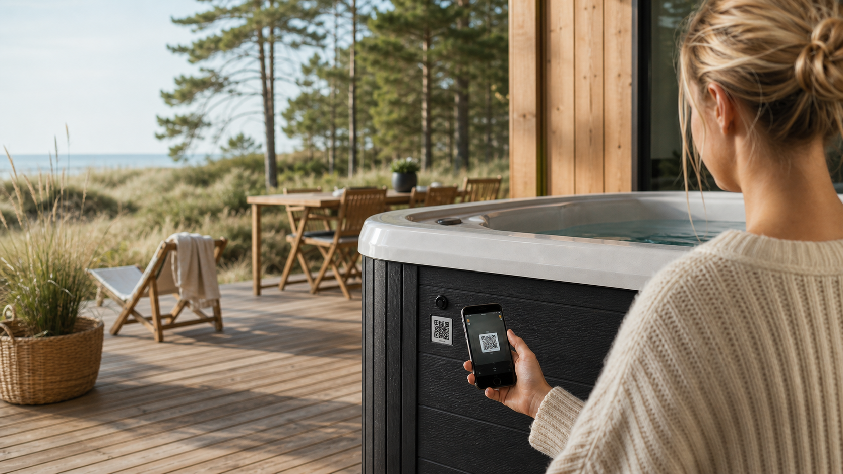 QR-tag på servicekritisk udstyr ved et sommerhus